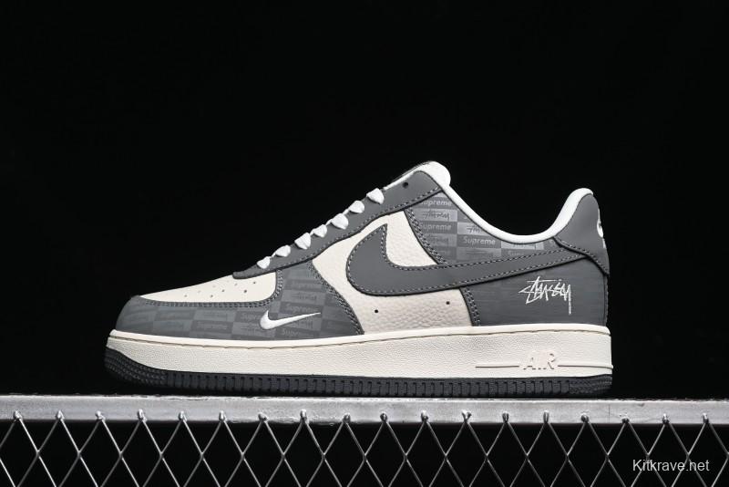 Nike Air Force 1 '07 Low Stussy Collaboration - Light Bone Shadow Low-Top Casual Sneakers - DF0180-008