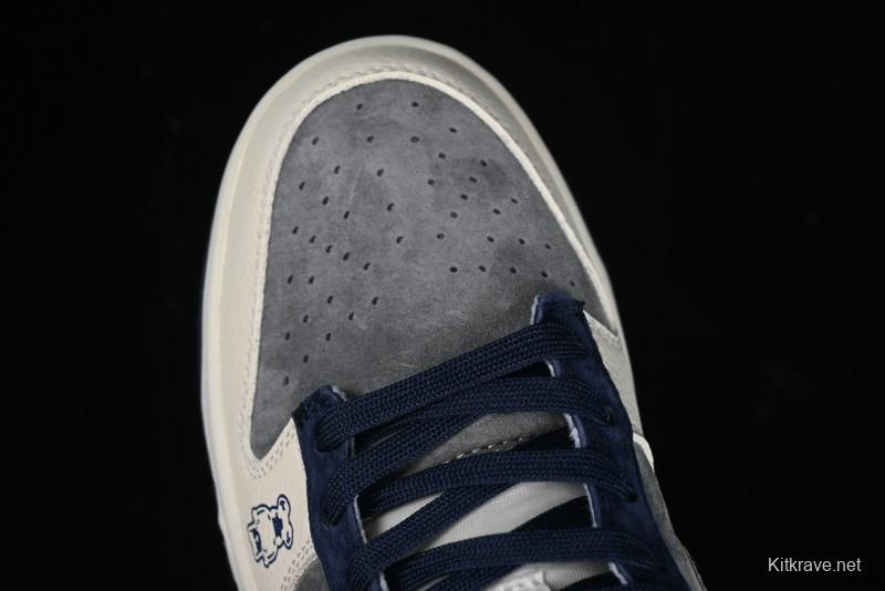 Nike SB Dunk Low Collaboration with Violent Bear - Patchwork Grey Swoosh Anniversary Custom Edition Low-Top Casual Skate Shoes - KK1333-013