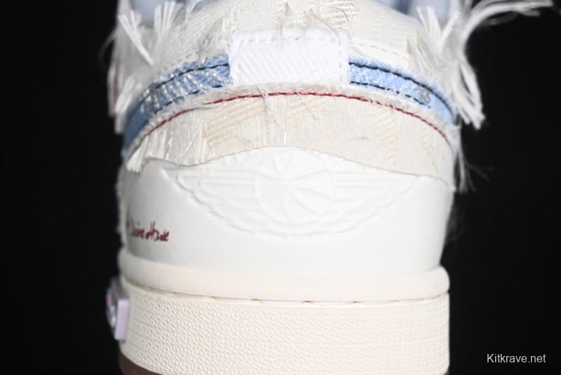 Nike Air Jordan 1 Low AJ1 Panda Prank Qixi Themed Retro Basketball Shoes with Special Graffiti Design - FZ5046-041