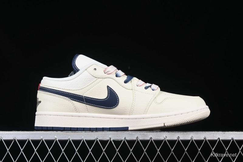 Nike Air Jordan 1 Low AJ1 Gucci Collaboration Beige Blue Swoosh Retro Basketball Shoes - FC1688-198