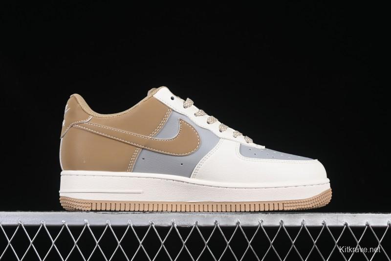 Nike Air Force 1 '07 Low Bape Collaboration Khaki Beige Grey Low-Top Casual Sneakers - BB6566-208