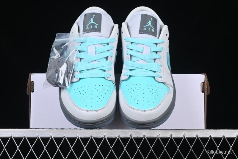 Nike Air Jordan 1 Low AJ1 Patent Leather Grey Green Casual Sneakers - HQ3599-025