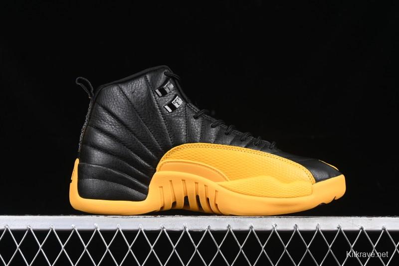 Nike Air Jordan 12 Retro Basketball Shoes in Black and Yellow - 130690-070