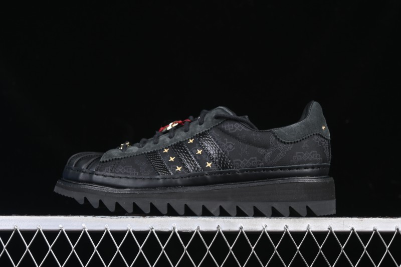 Adidas Superstar JR5114 Clot Collaboration Shell Toe Skate Shoes with Perforated Leather Upper - JR5114