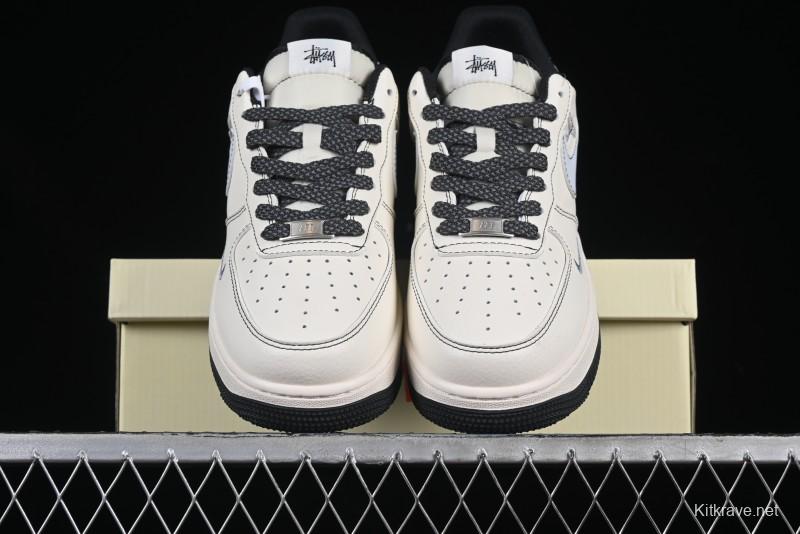 Nike Air Force 1 '07 Low Stussy Collaboration Embroidered Mini Swoosh Casual Sneakers - XZ6188-630