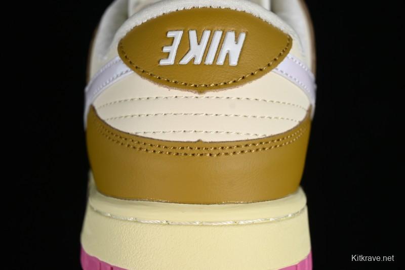 Nike Dunk Low "Just Do It" SB Low-Top Casual Skate Shoes in Coconut Milk and Pink - FD8683-700