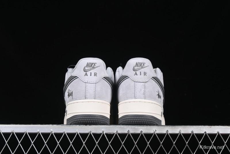 Nike Air Force 1 '07 Low Stussy Collaboration - Pig Grey Swoosh Low-Top Casual Sneakers - XZ3318-066