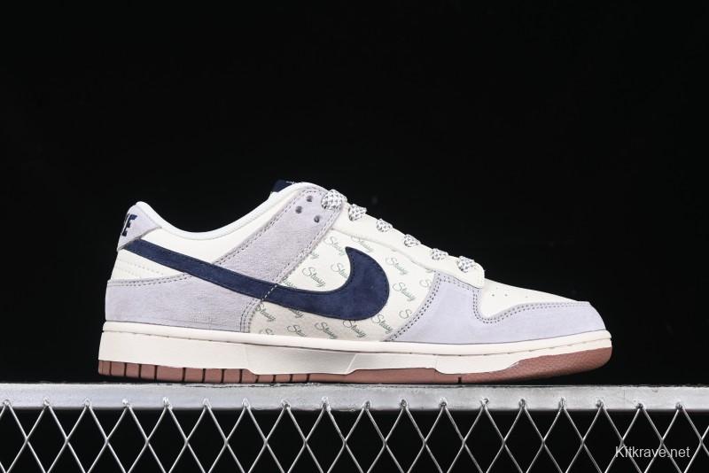 Nike SB Dunk Low Stussy Collaboration Blue Swoosh Gum Sole Anniversary Custom Low-Top Casual Sneakers - XS1086-012