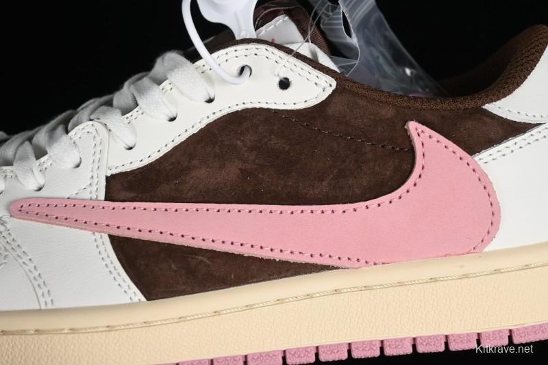 Nike Travis Scott x Air Jordan 1 Low OG AJ1 Reverse Swoosh Sneakers - DZ4137-206