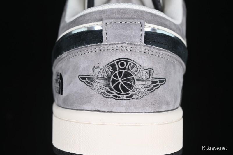 Nike Air Jordan 1 Low AJ1 The North Face Collaboration - Grey Black Toe Retro Basketball Shoes - XX3318-512