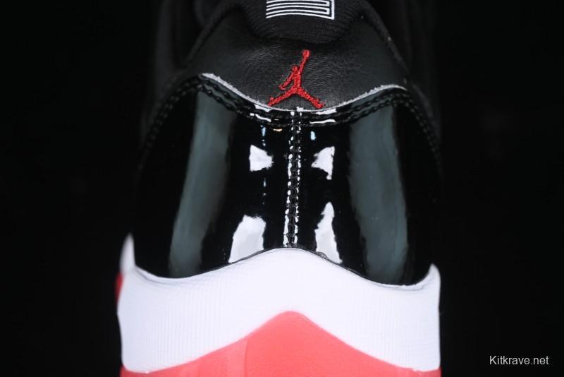 Nike Air Jordan 11 Low Bred Basketball Shoes with Patent Leather and Carbon Fiber - FV5104-006