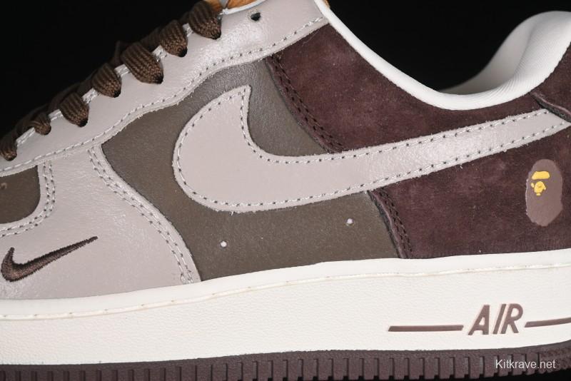 Nike Air Force 1 '07 Low BAPE Collaboration Grey Green Brown Low-Top Casual Sneakers - KK1988-039