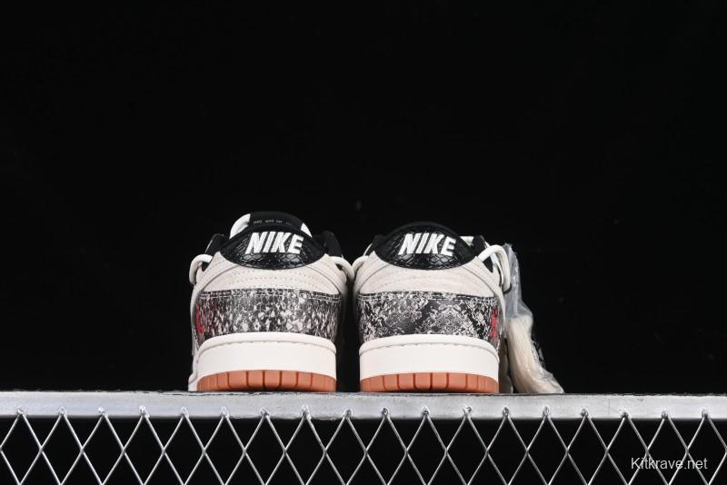 Nike SB Dunk Low Year of the Snake Series Snake Scale White Swoosh Customized Low-Top Casual Skate Shoes - YX5066-275