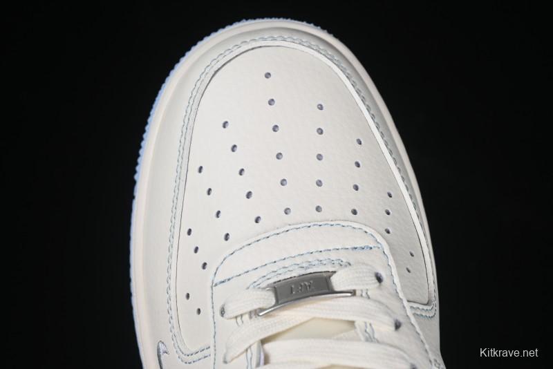 Nike Air Force 1 '07 Low Stussy Collaboration Light Grey Blue Sole Low-Top Casual Sneakers - XS1958-517