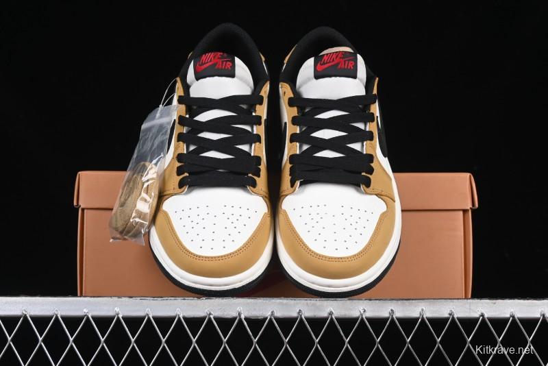 Nike Air Jordan 1 Low OG AJ1 White Yellow Black Swoosh Casual Sneakers - CZ0790-107