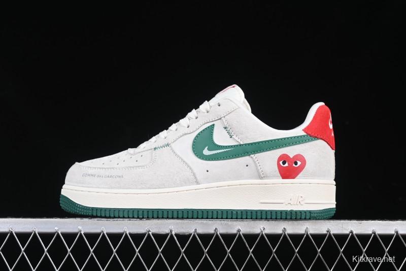 Nike Air Force 1 '07 Low CDG Play Collaboration Green Swoosh Low-Top Casual Sneakers - DF0188-033