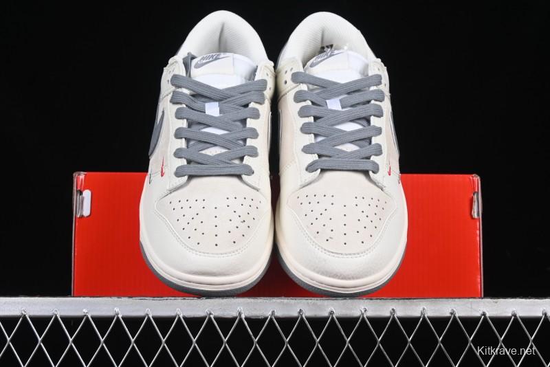 Nike SB Dunk Low Supreme Collaboration Grey Swoosh Double Mini Swoosh Anniversary Custom Low-Top Casual Sneakers - XX2025-688