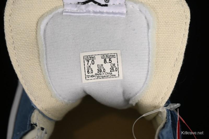 Vans Sk8-Mid Reissue 83 High-End Retro Skate Shoes with Blue Patchwork Suede - VN000CQQDWR