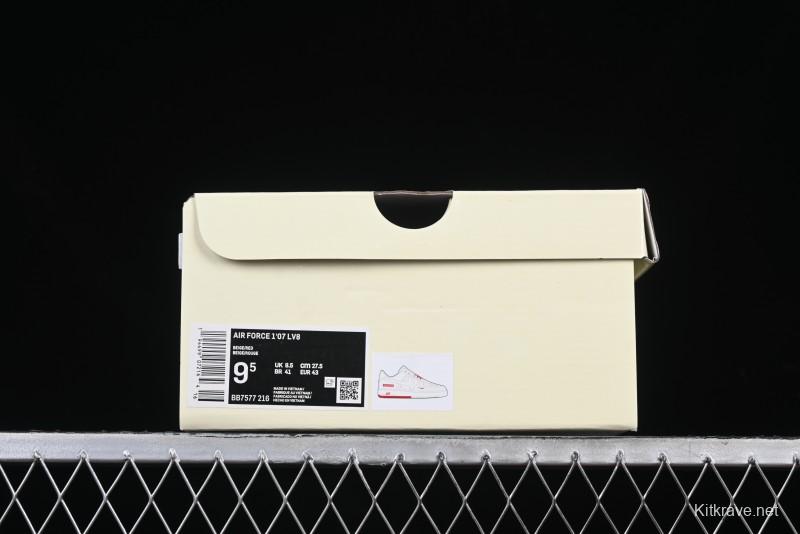 Nike Air Force 1 '07 Low Supreme Collaboration Beige Red Color Block Low-Top Casual Sneakers - BB7577-216