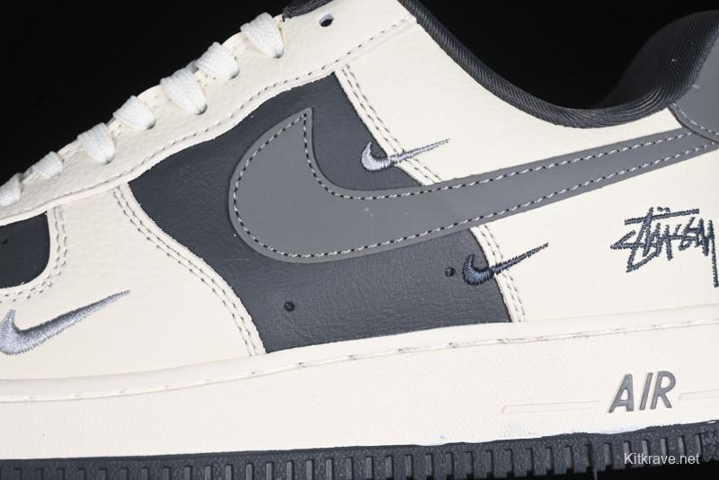 Nike Air Force 1 '07 Low Stussy Collaboration - Light Grey Triple Swoosh Low-Top Casual Sneakers - KK1988-037