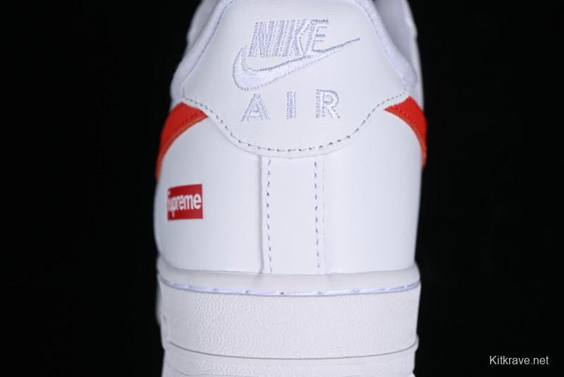 Nike Supreme x Air Force 1 '07 Low White Red Collaboration Casual Sneakers - CU9225-101