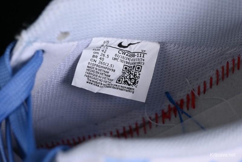 Nike Air Force 1 '07 Low Witch Collaboration Custom Leather Sneakers with Skull Design and Gradient White-Blue - CW2288-111