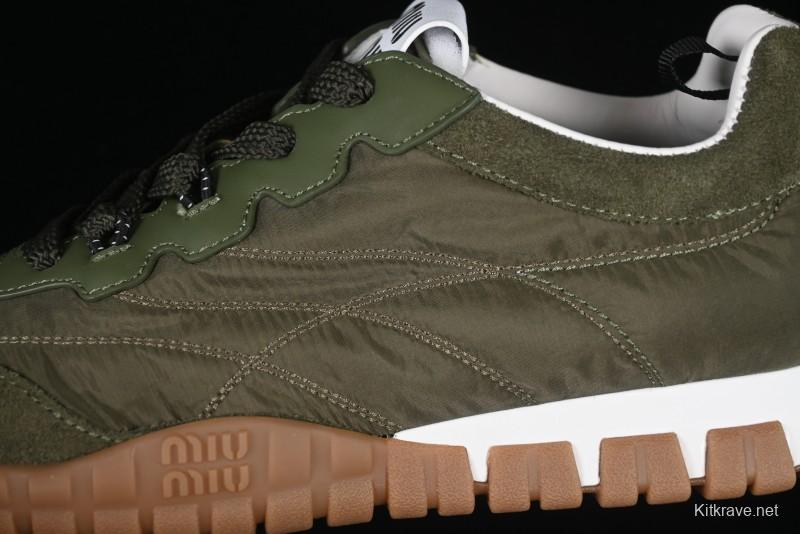 Miu Miu Suede Round Toe Lace-Up Low Top Women's Casual Shoes - 99D4