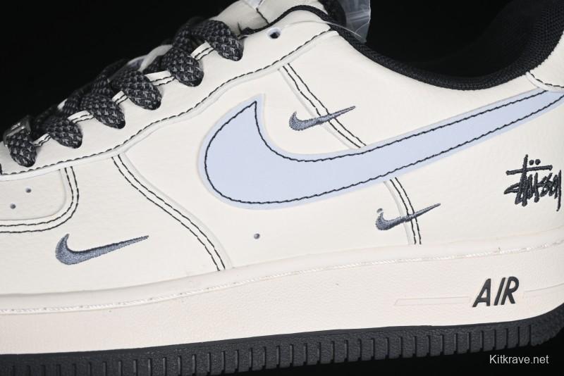 Nike Air Force 1 '07 Low Stussy Collaboration Embroidered Mini Swoosh Casual Sneakers - XZ6188-630