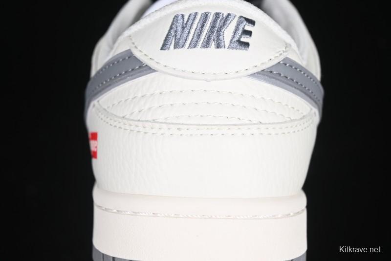 Nike SB Dunk Low Supreme Collaboration Grey Swoosh Double Mini Swoosh Anniversary Custom Low-Top Casual Sneakers - XX2025-688