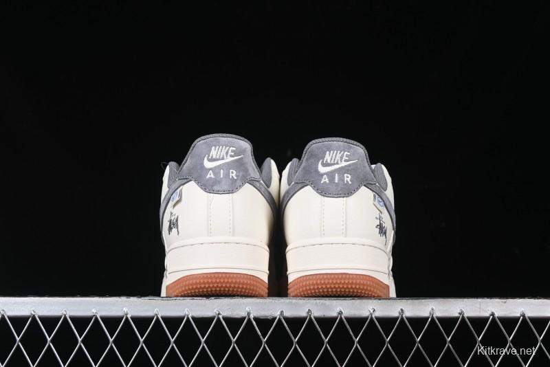 Nike Air Force 1 '07 Low Stussy Collaboration - Grey Swoosh Casual Sneakers - XZ6188-256