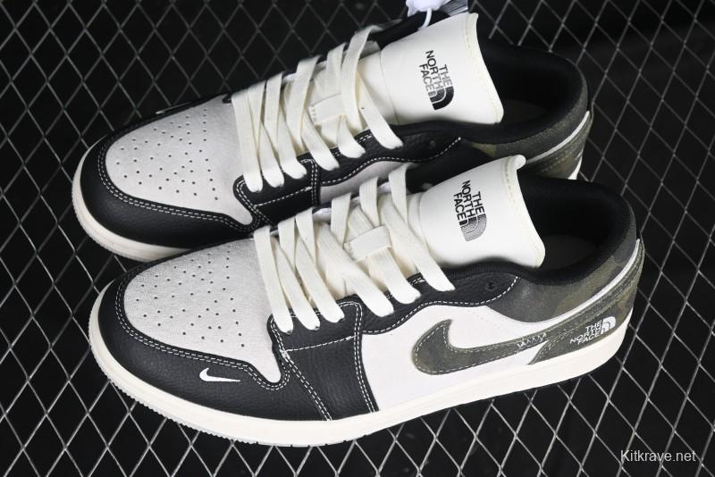 Nike Air Jordan 1 Low AJ1 The North Face Collaboration Dark Camouflage Custom High-End Retro Basketball Shoes - DM9188-013