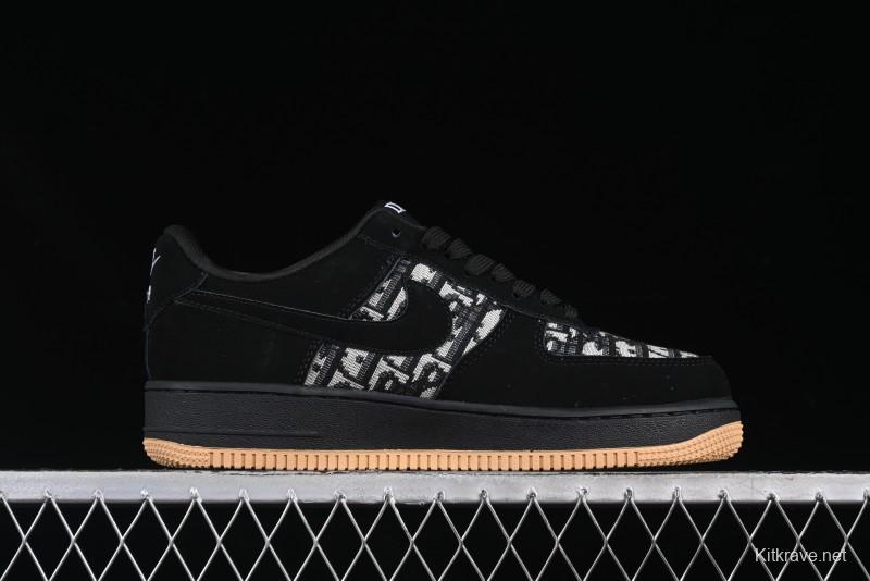 Nike Air Force 1 '07 Low Dior Collaboration Black Gum Knit Casual Sneakers - KK1988-058