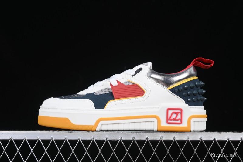 Christian Louboutin Funnyto Flat Comfortable Fashion Low-Top Sneakers in White Yellow Red - X.D4