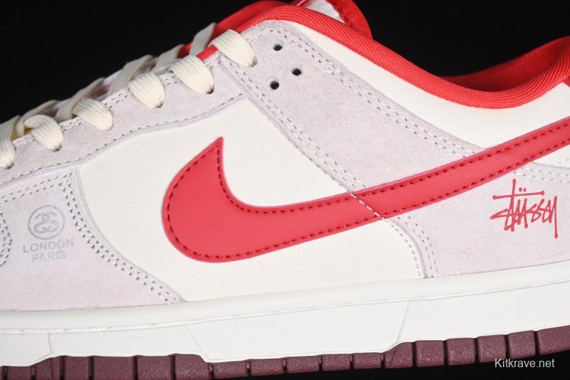 Nike SB Dunk Low Stussy Anniversary Edition Custom Sneakers with Red Swoosh - KK1333-021