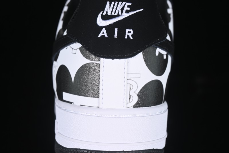 Nike Air Force 1 '07 Low Burberry Collaboration Black White Cow Print Casual Sneakers - DF0188-029