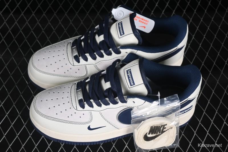 Nike Air Force 1 '07 Low Supreme Collaboration Navy Blue Line Low-Top Casual Sneakers - XZ6188-019