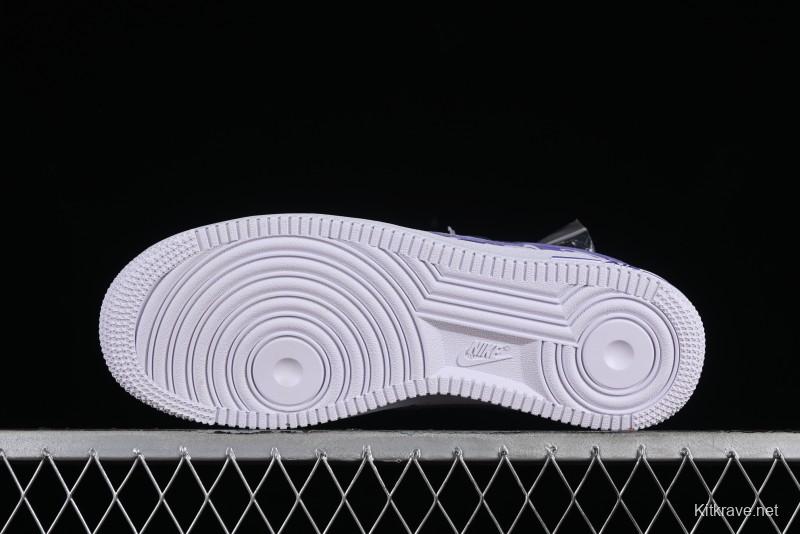 Nike Air Force 1 Low Witch Collaboration Custom Leather Sneakers with Gradient White-Purple and Skull Design - CW2288-111