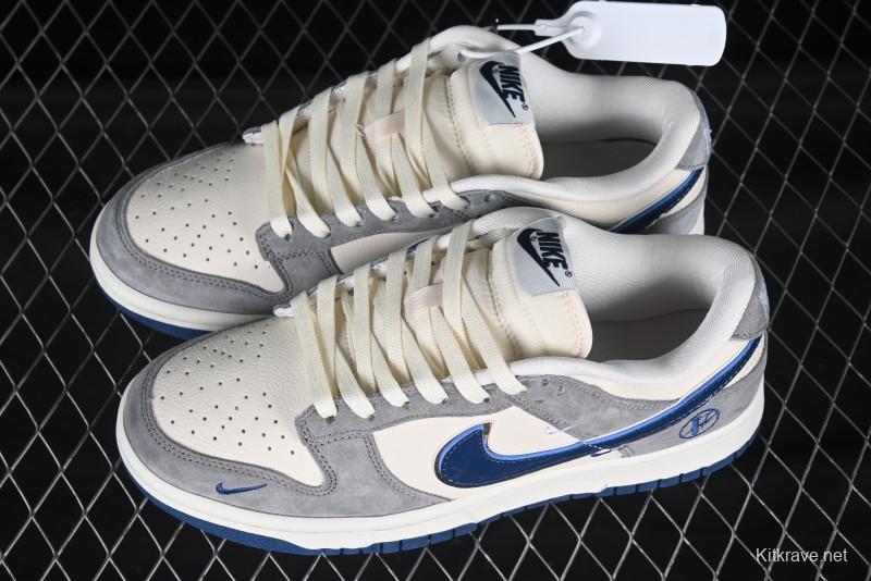 Nike SB Dunk Low VLONE Collaboration Grey White Blue Swoosh Anniversary High-End Custom Low-Top Casual Sneakers - KK1688-089