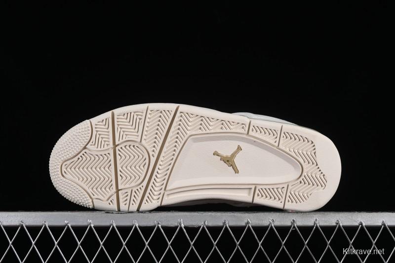 Nike Air Jordan 4 Retro Sneakers with Metallic Gold Design - AQ9129-170