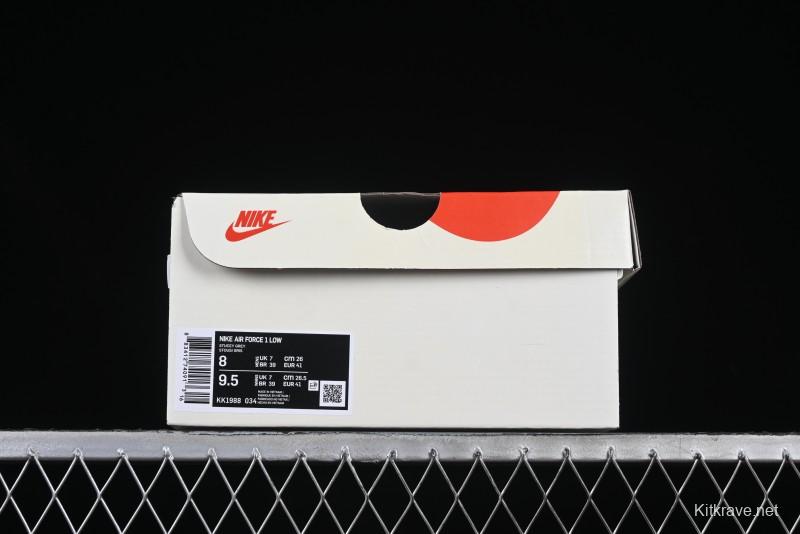 Nike Air Force 1 '07 Low Stussy Collaboration Olive Green Star Low-Top Casual Sneakers - KK1988-034