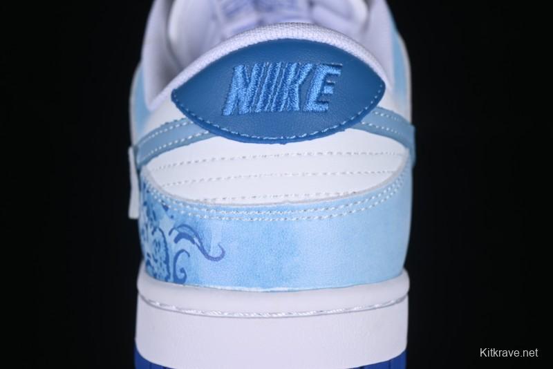Nike Dunk Low Blue and White Porcelain Theme Casual Sneakers - DV0831-104