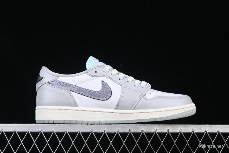 Nike Air Jordan 1 Low OG CNY AJ1 Snake Year Limited Silver Snake Low-Top Retro Basketball Shoes - HF3144-100