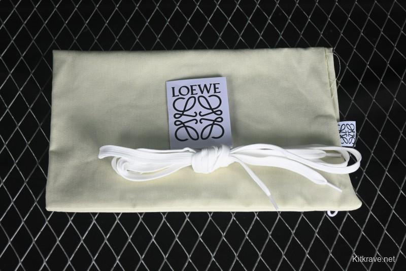 Loewe Ballet Runner 2.0 Sneakers Retro Style Low-Profile Casual Sports Shoes with Asymmetric Toe Design - White Blub