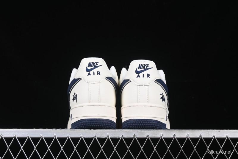 Nike Air Force 1 '07 Low Stussy Collaboration - Navy Blue & Off-White Low-Top Casual Sneakers - XZ3328-568