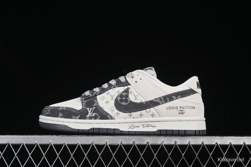 Nike SB Dunk Low LV Collaboration Black Denim Anniversary High-End Custom Low-Top Casual Skate Shoes - CH8311-236
