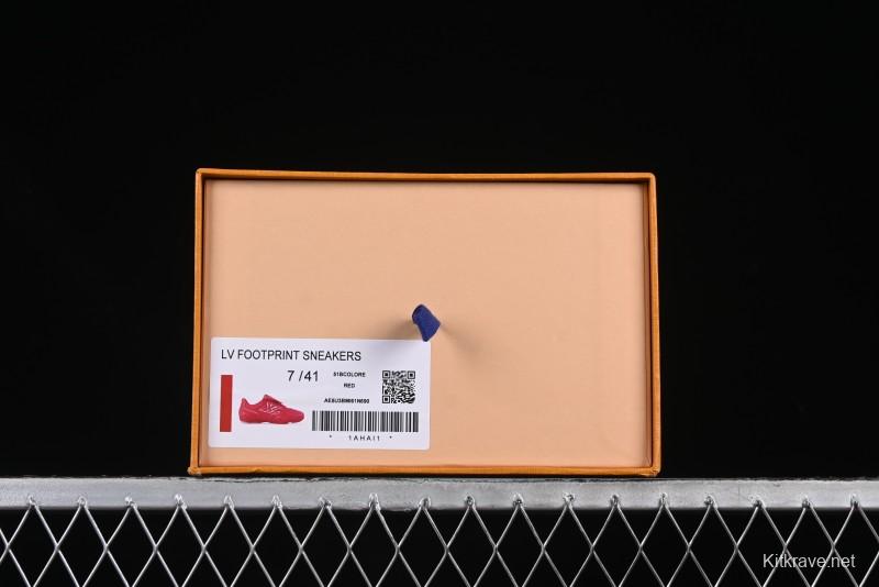 Louis Vuitton Footprint Soccer Low-Top Lifestyle Sneakers Round Toe Lace-Up Casual Shoes Red - AJF6