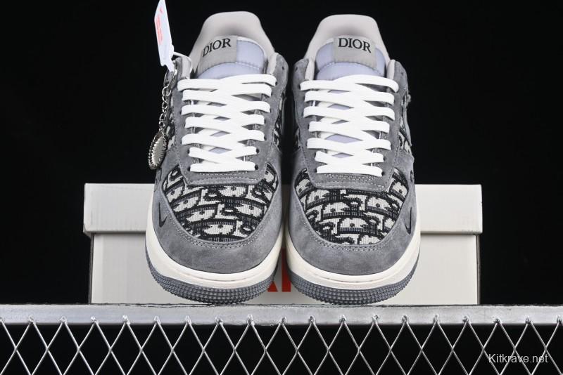Nike Air Force 1'07 Low Dior Collaboration Grey Knit Skeleton Low-Top Casual Sneakers - KK1988-056