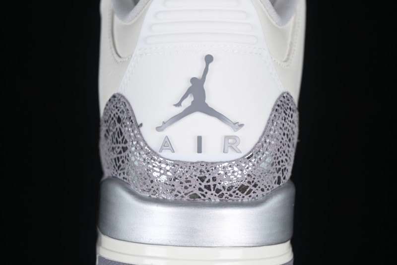 Nike Air Jordan 3 Retro Sneakers Sail Metallic Silver with Elephant Print Accents - CK9246-100