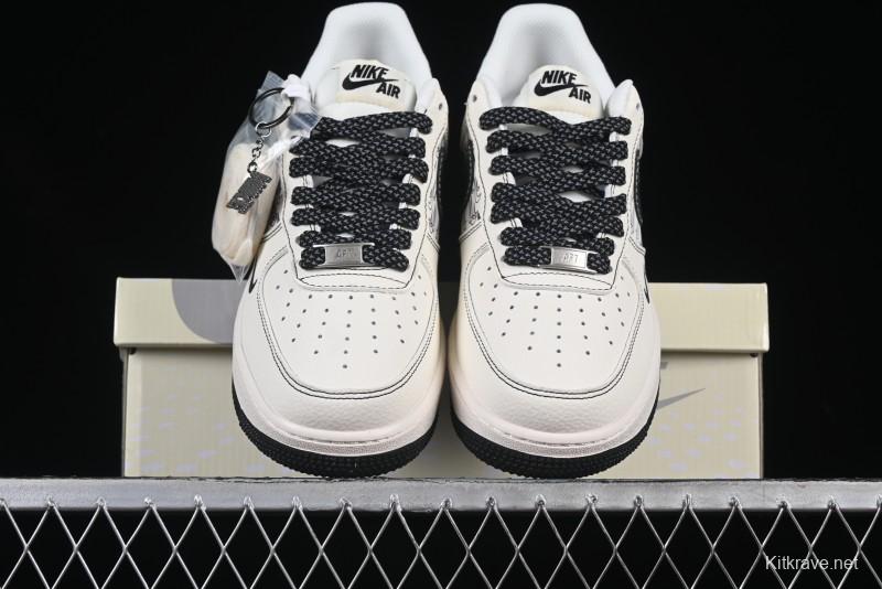 Nike Air Force 1 '07 Low Custom Casual Sneakers with Multiple Swoosh Design - HH7518-068