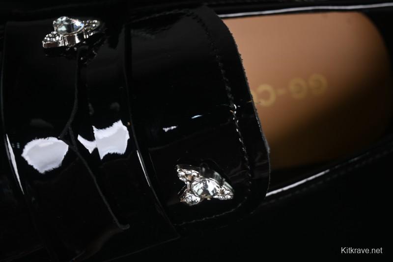 Black Patent Chunky Platform Loafers with Metal Embellishments